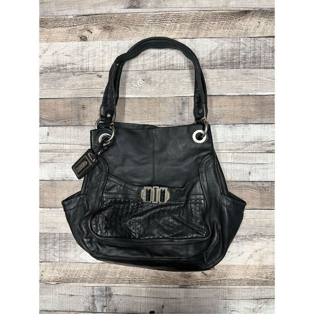 b. makowsky Black Leather Hobo Shoulder Bag